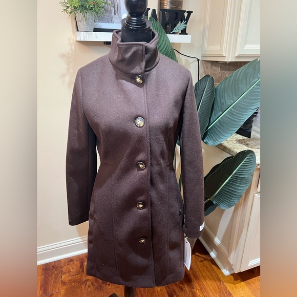 Calin Klein Chocolate Melange Brown Walker Coat Small - Picture 2 of 13